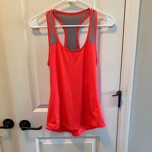 Athleta Pink Racerback Tank with Gray Mesh